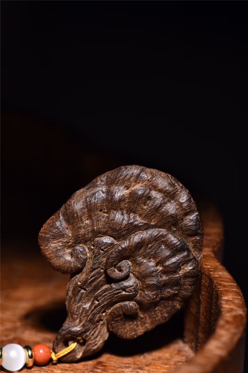 聚檀阁老料惠安沉香灵芝挂件挂牌手工雕刻项链吊坠车载包包挂坠花香高