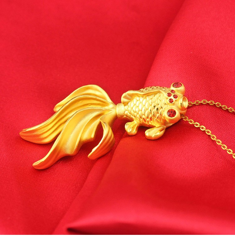 喜金珠宝3d幸福鱼黄金吊坠女灵动小金鱼吊坠520礼物送女友361克