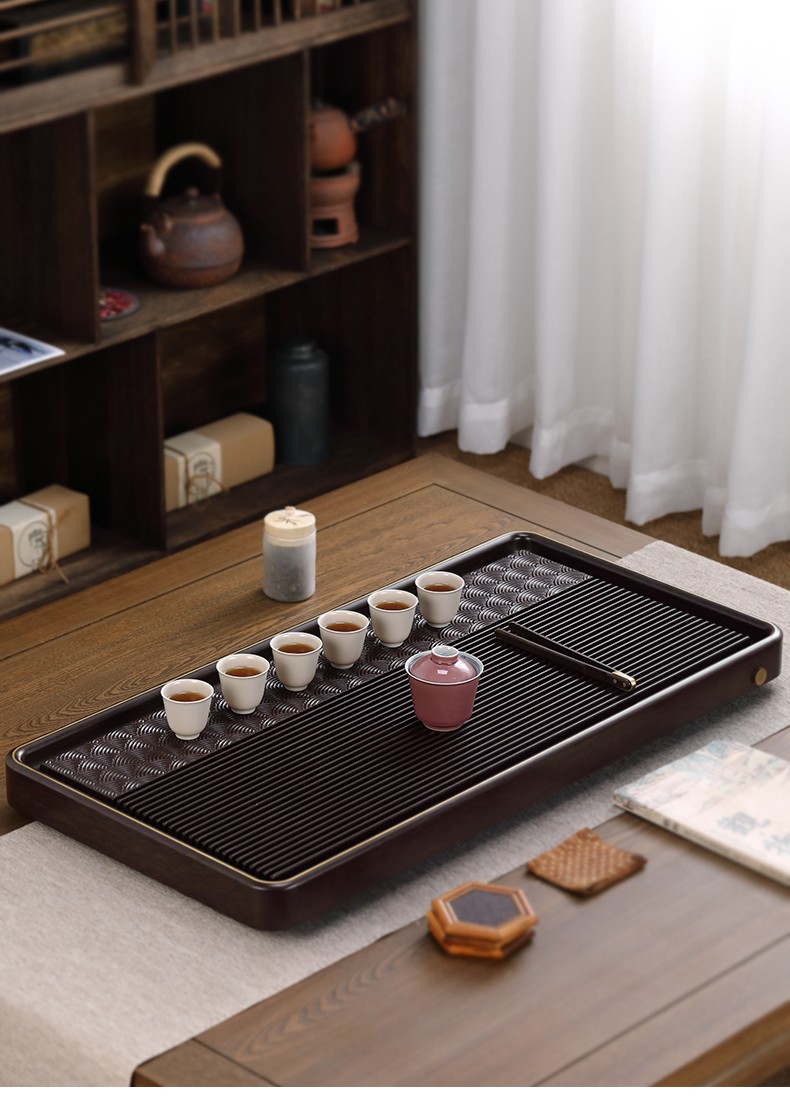 枫缘岚韵 电木茶盘现代功夫茶具茶海德国镶铜电胶木茶托盘轻奢简约茶
