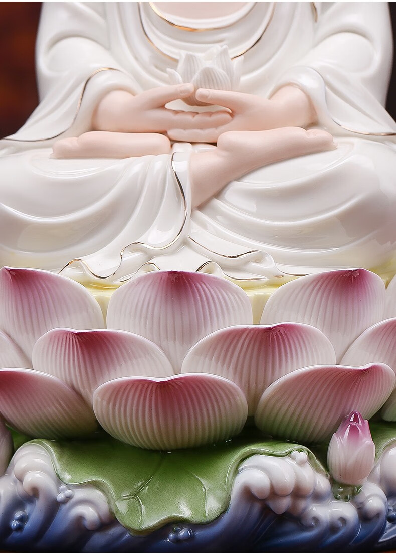 造趣zaoqu如来佛坐莲释迦牟尼佛供奉佛像佛教陶瓷摆件16寸白瓷