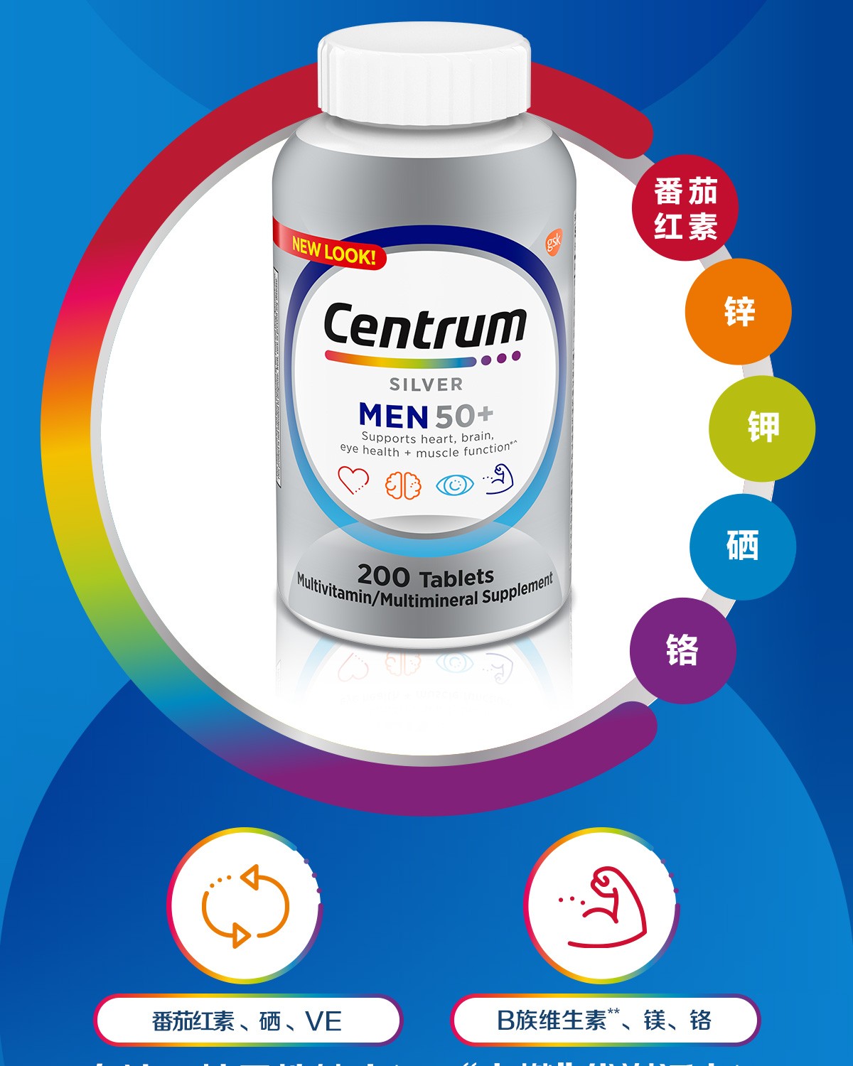 送爸妈进口善存银片中老年男女性复合维生素中老年补充营养含维生素c