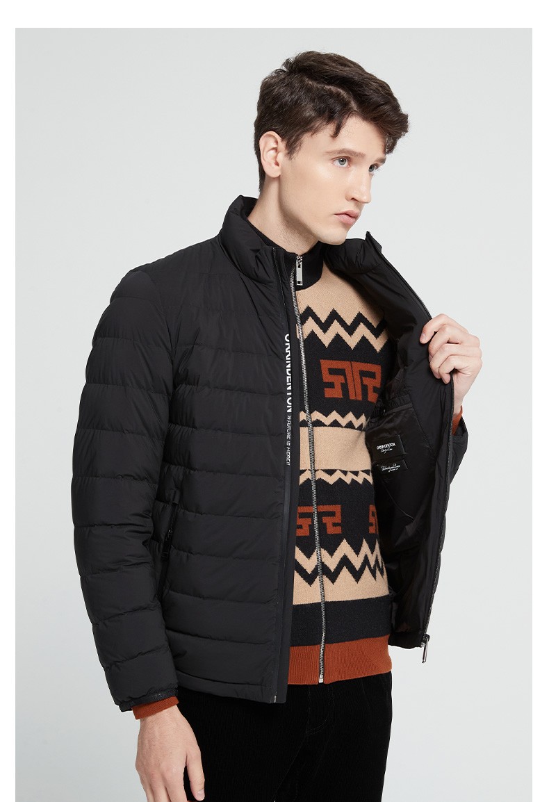 澳林丹顿(orrdt)羽绒服 奢侈品男装秋冬 90%白鸭绒时尚休闲字母印花短