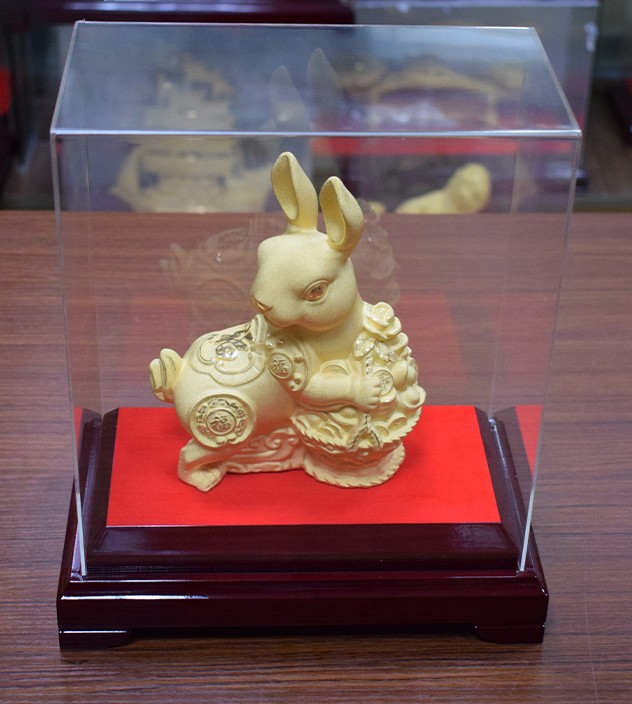 宏韶 黄金兔子摆件全套十二12生肖绒沙金客厅酒柜装饰品乔迁礼物定制