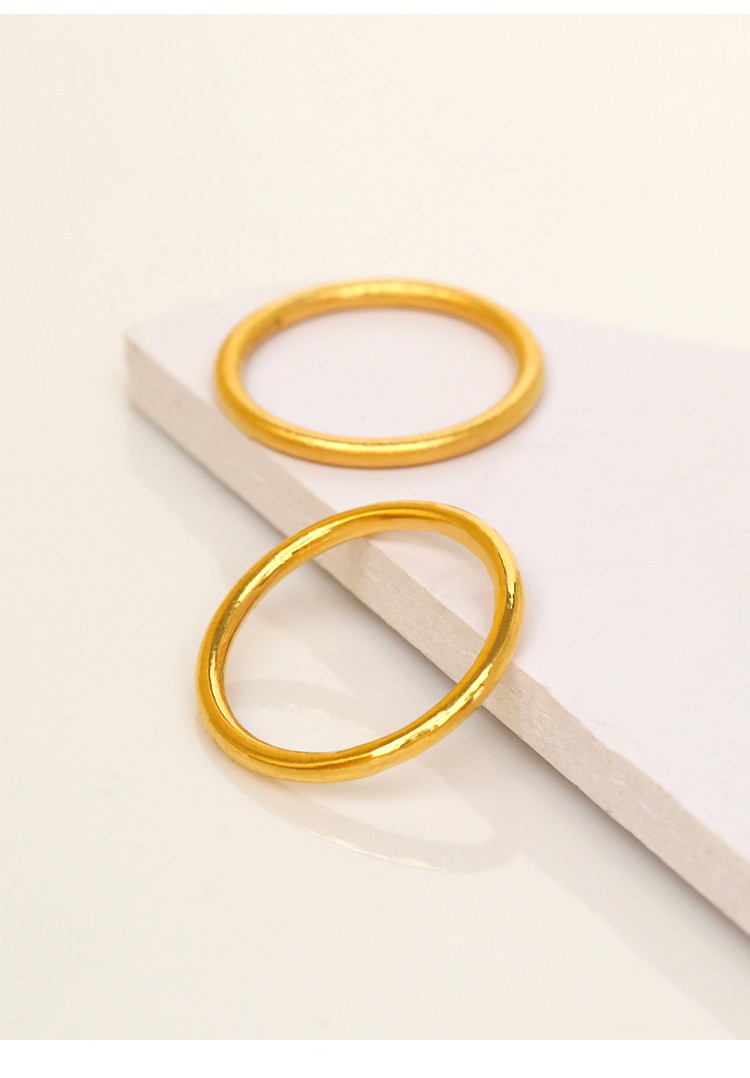 老凤凰足金戒指光面实心黄金素圈情侣婚戒情人节礼物送妈妈人 23号圈