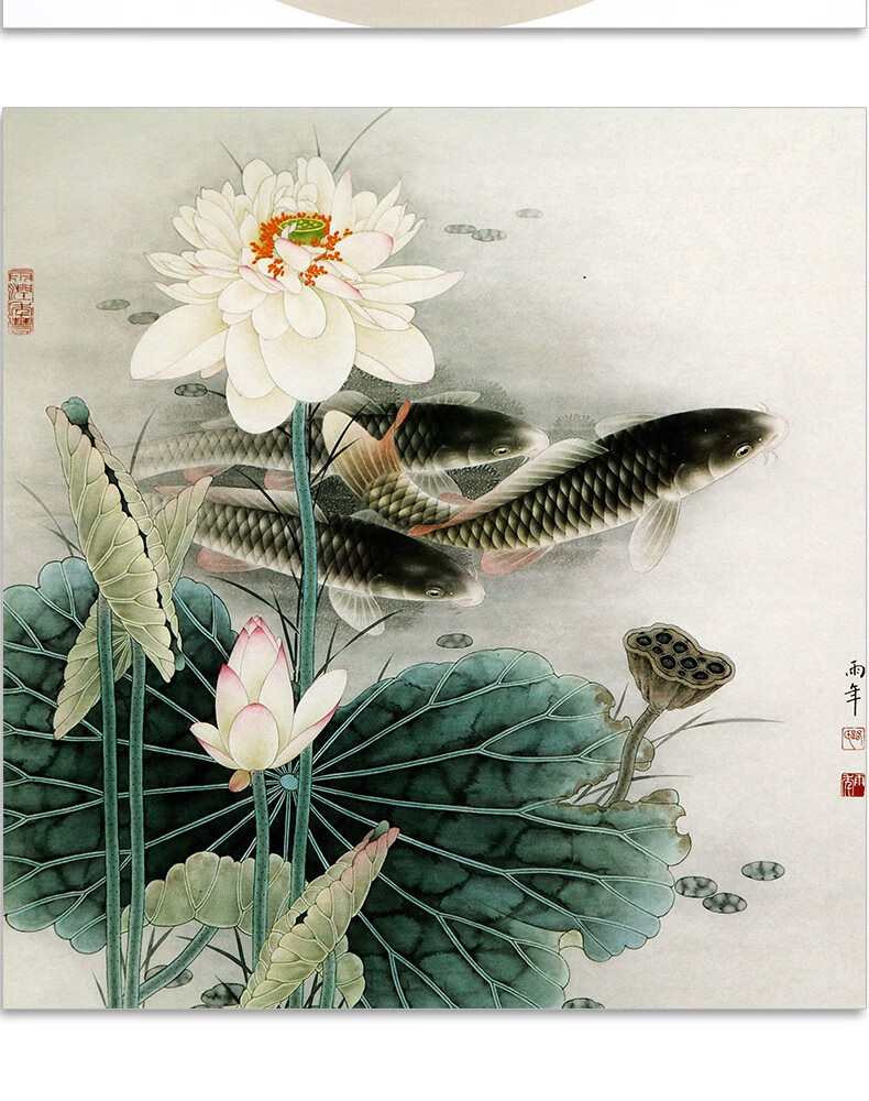 彩墨世界路雨年工笔鲤鱼作品精选路雨年绘国画赏析初学者国画临摹范本