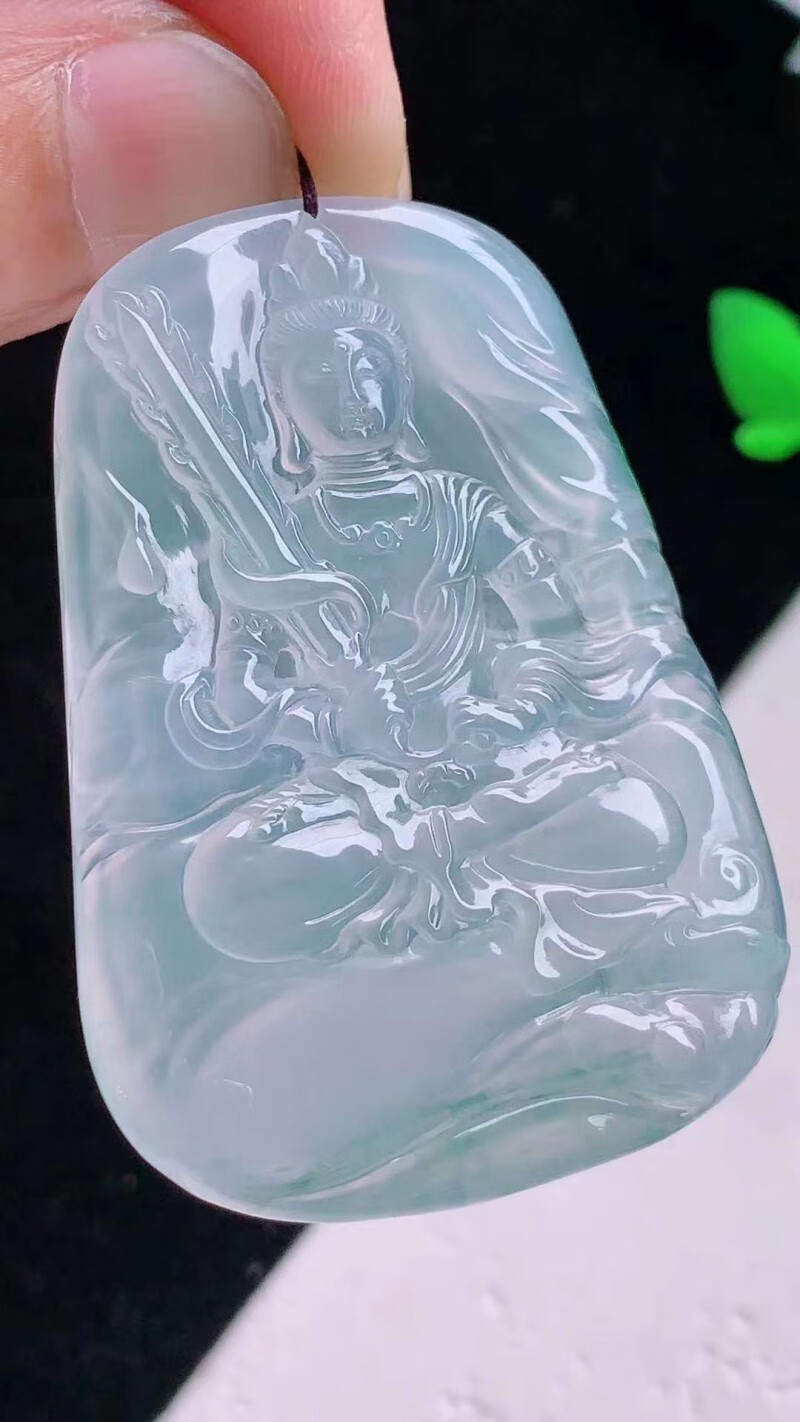 源头翡翠冰紫虚空藏菩萨吊坠缅甸a货翡翠玉石挂件男士首饰项链收藏
