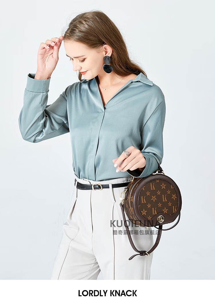 酷奇包包女包奢侈品女士包包时尚小圆包女手提小包单肩斜挎圆饼包生日