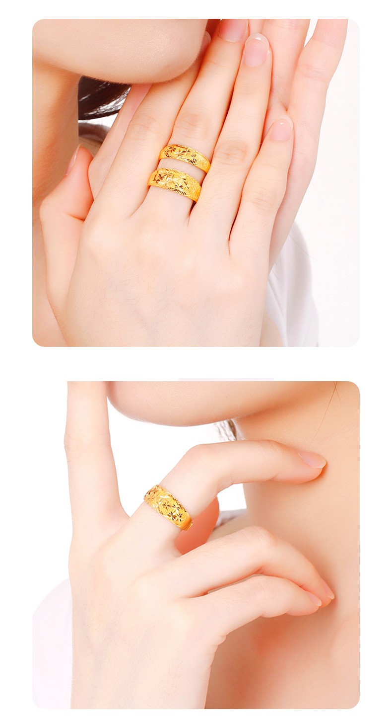 七夕节礼物中国黄金黄金戒指女满天星活口戒指999足金戒指车花工艺活