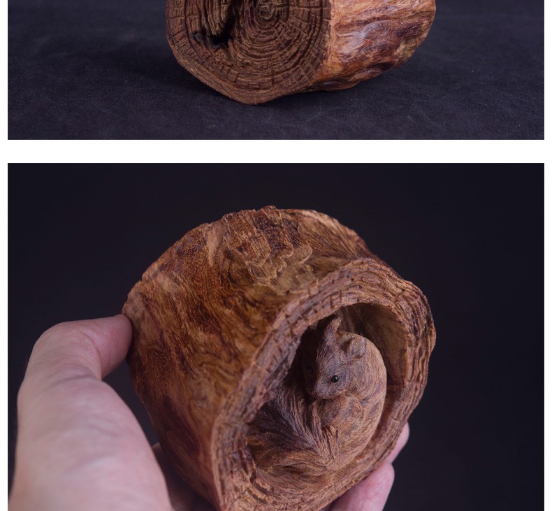 配送证书桓宇府海南黄花梨松鼠降香黄檀摆件老料手工雕刻趣味书房男