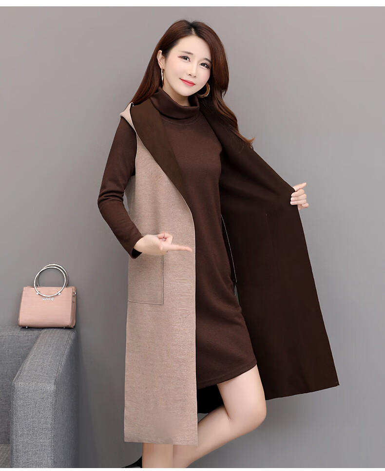 欧偲麦 两件套套装裙春季连衣裙春夏裙子长袖针织春装女士衣服 95031