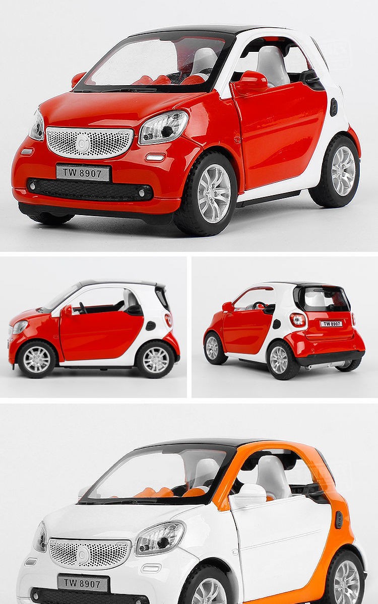 1:32奔驰smart仿真合金车模手办摆件儿童玩具车模型 小奔驰smart 粉