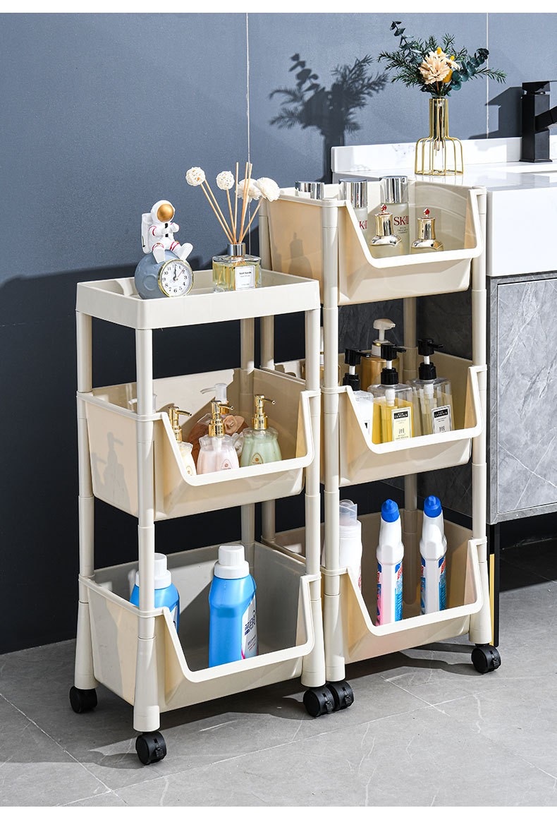 可移动落地式置物架厨房浴室零食客厅多层塑料收纳架卧室小推车储物架