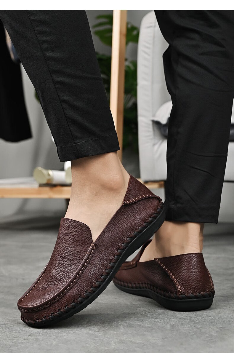 c-pan宾利男鞋加大加宽皮鞋夏季透气镂空商务休皮闲鞋大码一脚蹬豆豆