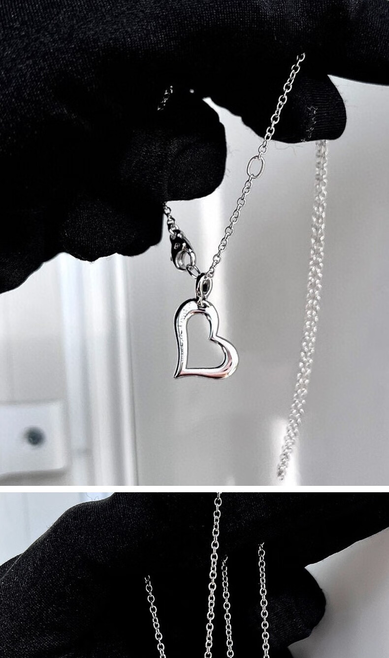 二手95新伯爵18k白金满钻心型项链