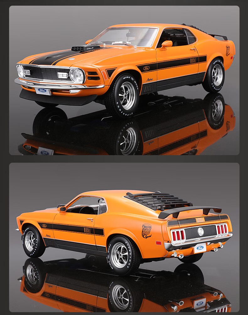 美驰图 1:18 1970福特野马gt马赫1复古老爷车 仿真合金汽车模型男生
