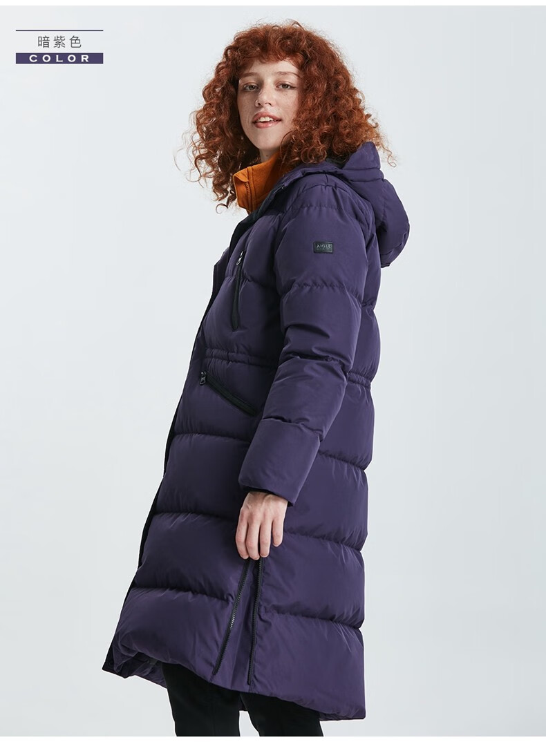 aigle艾高yokondowngd女士goretex防风透汽保暖羽绒服中长款漆树红i
