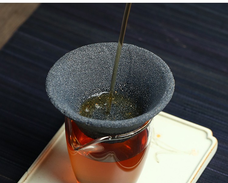 美斯尼石头茶漏无孔茶滤器细密过滤茶渣带底托漫石茶滤