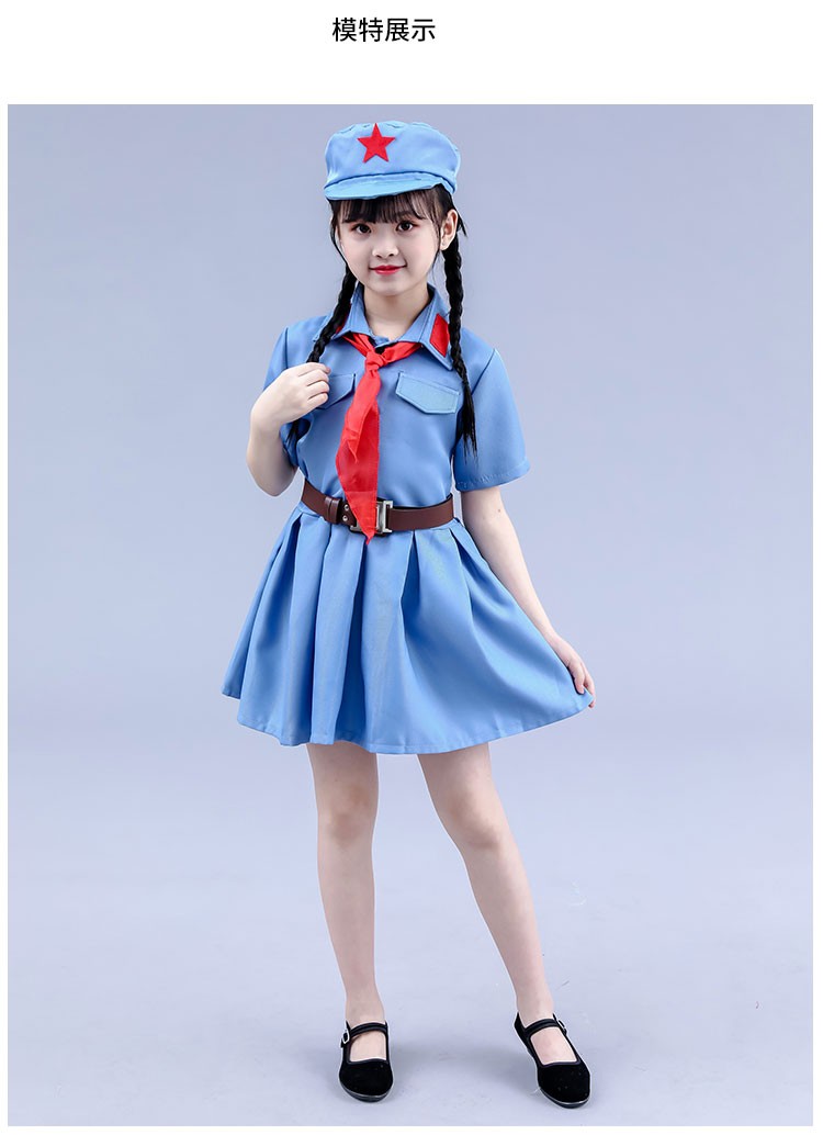 六一儿童小红军演出服红卫bing闪闪红星学生红歌合唱服表演服 深绿色