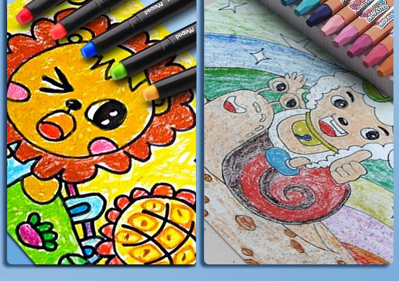 法国马培德炫彩棒油画棒儿童蜡笔安不脏手套装幼儿园水溶性24色可水洗