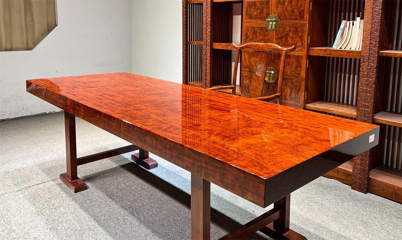 友嘉顺实木大板茶桌奥坎大板桌原木大板办公桌巴花大板台胡桃木大板