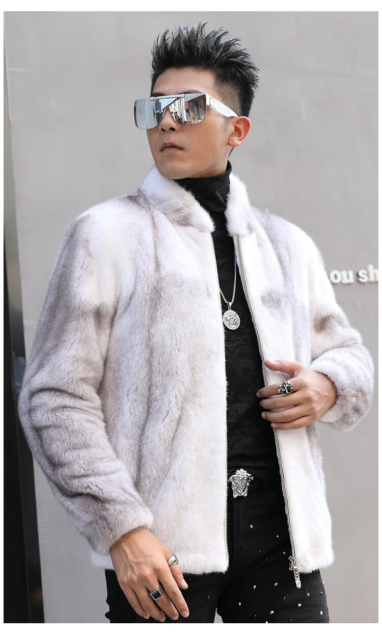 法唯莎高端奢侈品牌男装貂皮大衣男秋冬季整貂真皮草外套短款十字貂