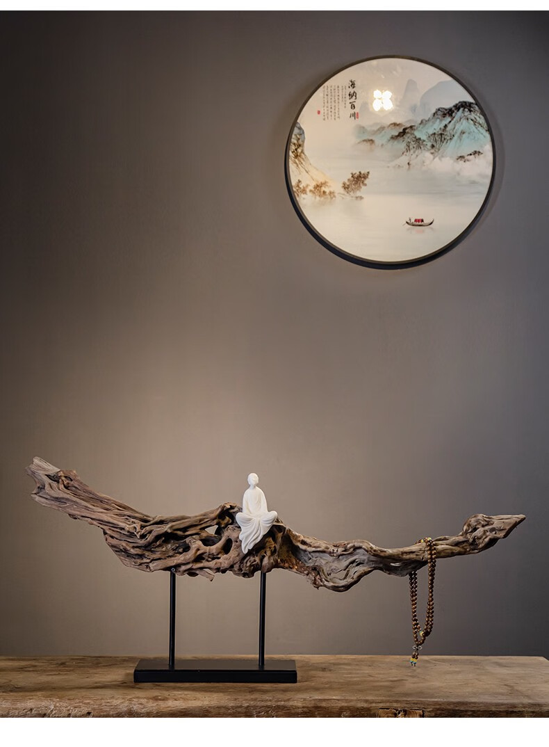铂悦玺熙 新中式实木摆件办公室枯木禅意摆件家居装饰品茶室客厅工艺