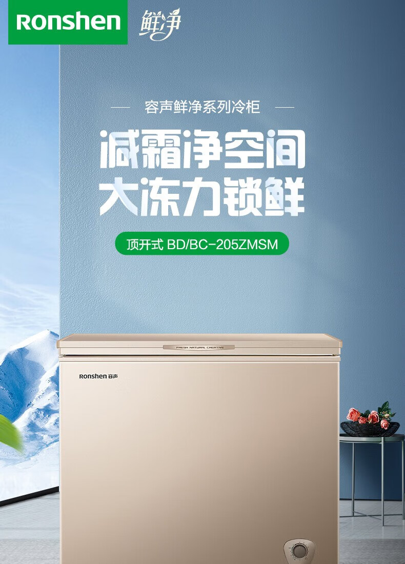 容声(ronshen)205升冷藏冷冻冰柜家用商用冷柜低霜一级能效 205升