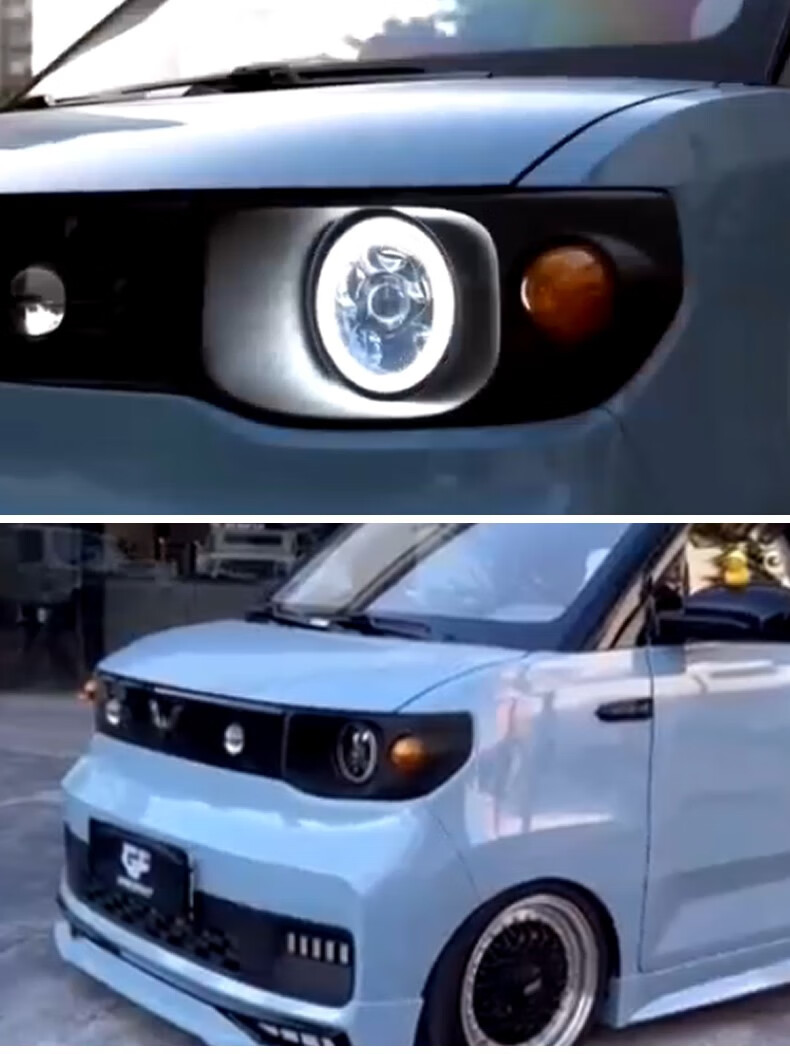 适用于五菱宏光mini复古大灯改装 宏光mini迷你复古圆灯黑武士大灯