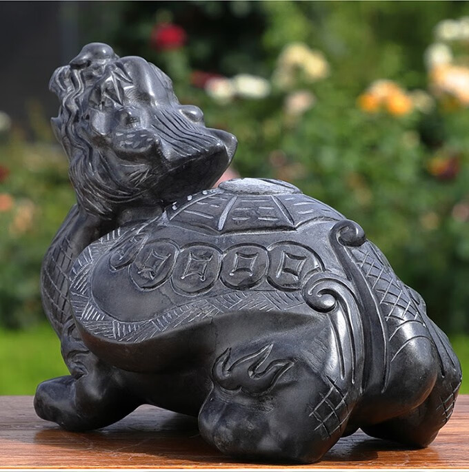 石雕石头青石龙龟龙头龟霸下赑屃风水摆件茶宠石乌龟sn3077普通雕刻长