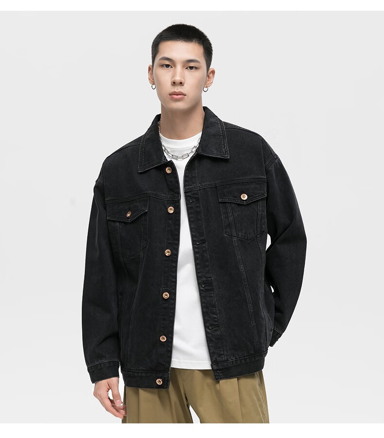 lee cooper夹克男 潮牌工装刺绣牛仔外套男士青年休闲宽松潮流男装