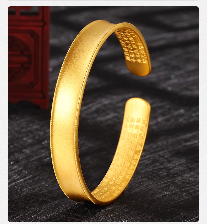 中国黄金七夕情人节礼物黄金手镯古法开口心经手镯传承经典女款送老婆