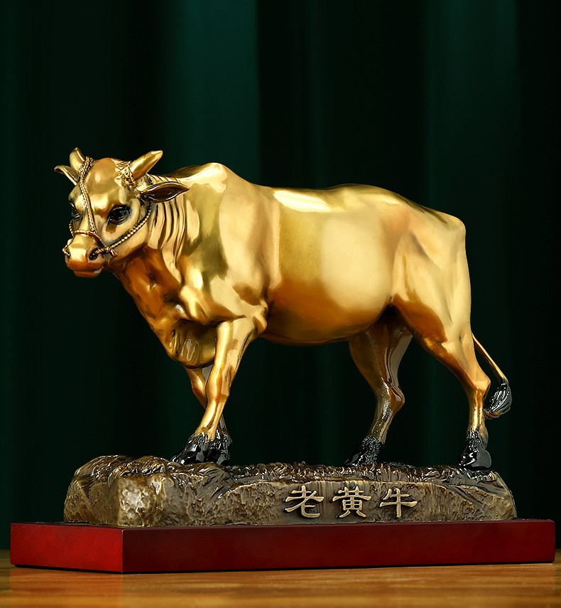 辉航睿盛老黄牛摆件全铜工艺品中式客厅办公室酒柜装饰品送上司同事