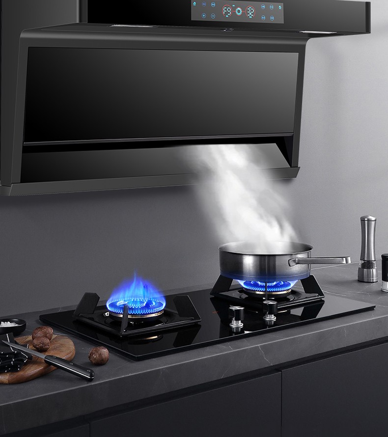 德国uks变频吸油烟机智能家用抽油烟机大吸力静音烟机7字型顶侧双吸油