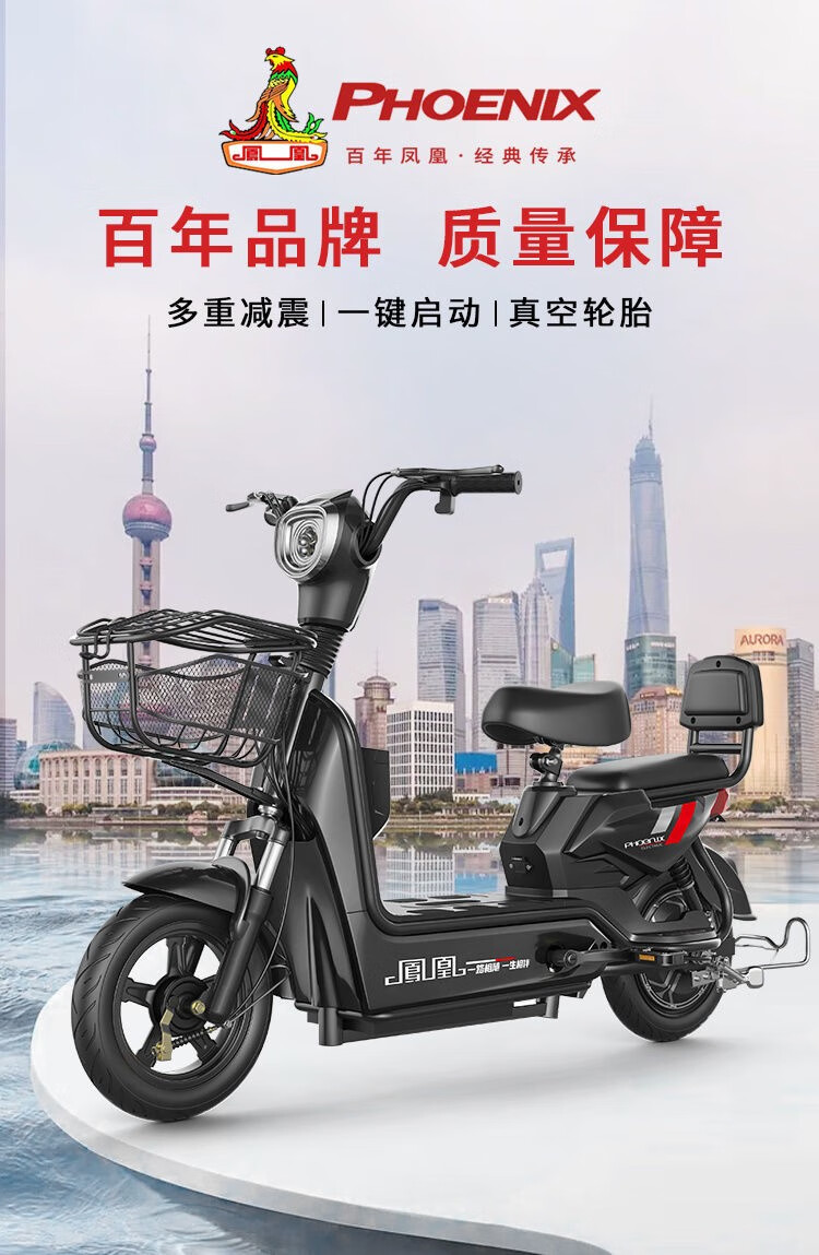 凤凰(phoenix) 电动车新国标电动自行车48v男女双人电动摩托自行车