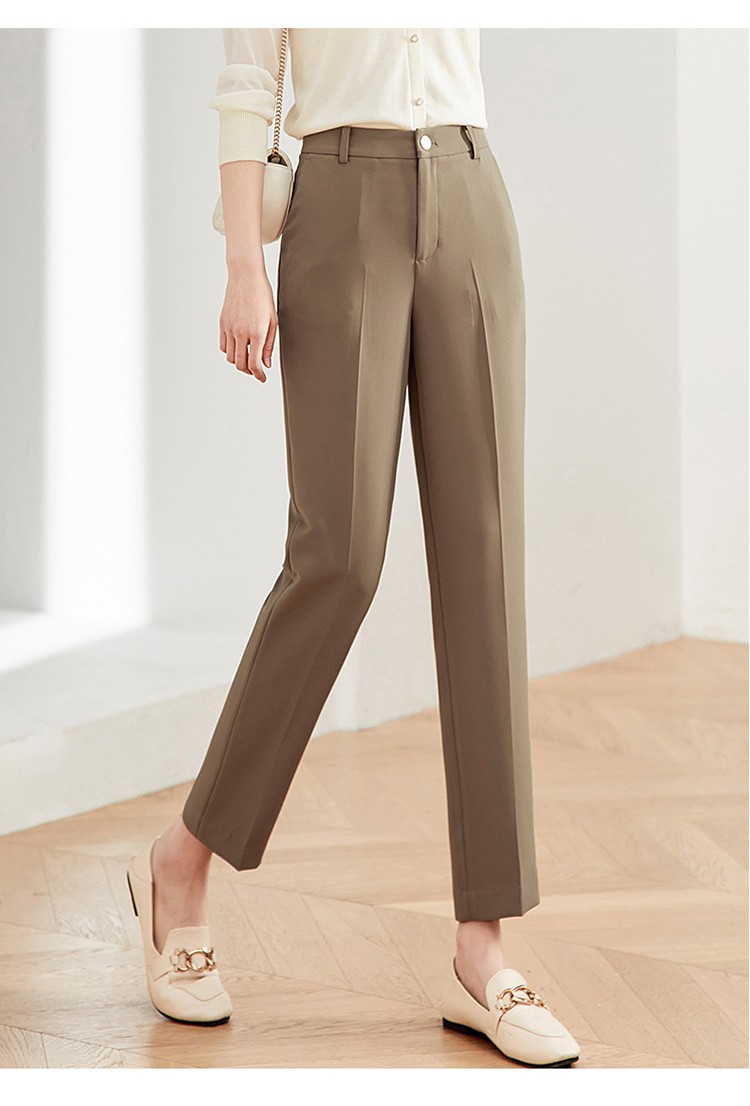 米色九分西装裤女休闲直筒烟管裤2022秋季新款裤子休闲西裤 米色(i0)