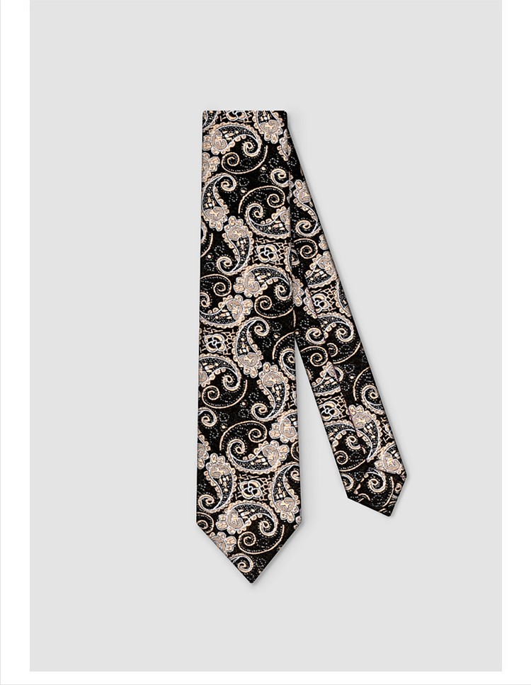 春夏新品pattonstar巴顿星复古花纹桑蚕丝领带男正装商务礼盒复古黄