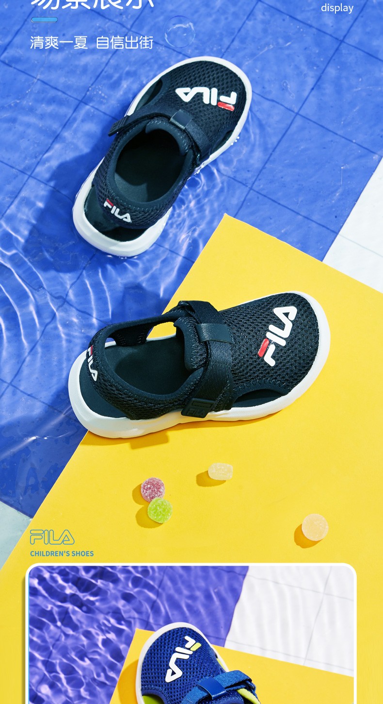 fila斐乐童鞋男童凉鞋女童夏季新款儿童凉鞋软底包头小童fila儿童运动
