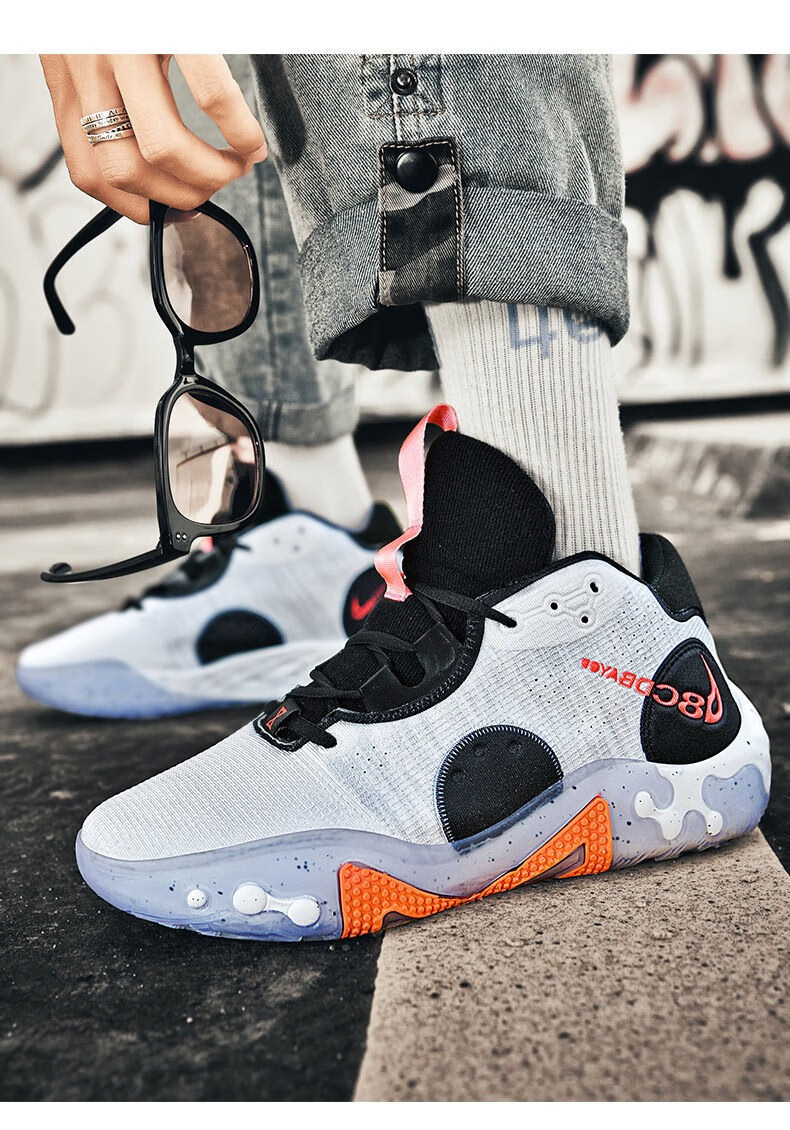 疾步pg6篮球鞋男摩擦有声音运动鞋男青少年防滑耐磨实战球鞋 pg6黑白