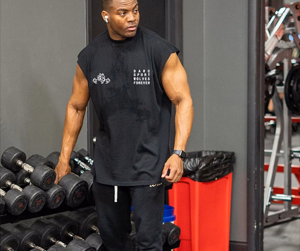 Muscle Fitness Summer Sports Casual Vest, Men's Trendy Brand Running Training Elastic Loose Basketball Sleeveless T-shirt_viptrois.com