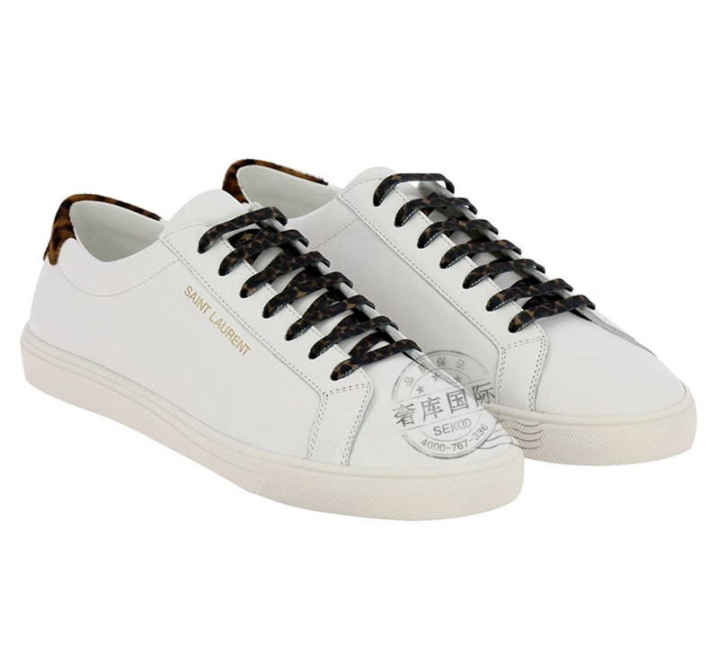 ysl圣罗兰男鞋牛皮豹纹图案平底休闲鞋582337 0zs30 9461 白色 42