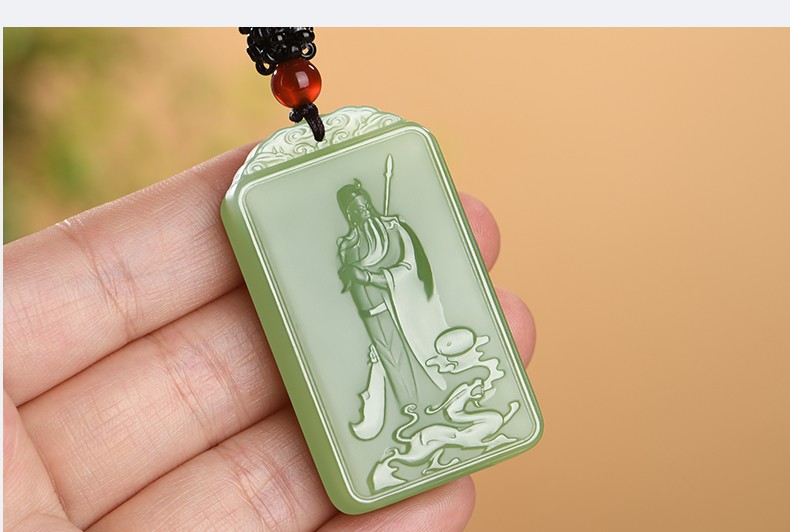 yunitongxing和田玉关公玉吊坠武财神玉吊坠男士款玉坠玉石玉挂坠玉牌