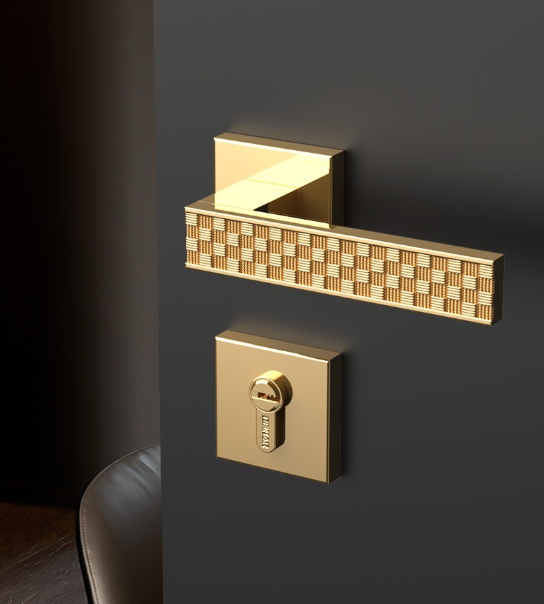 deinar迪纳现代简约门锁室内卧室房门锁套装实木门锁北欧风格金色锁具