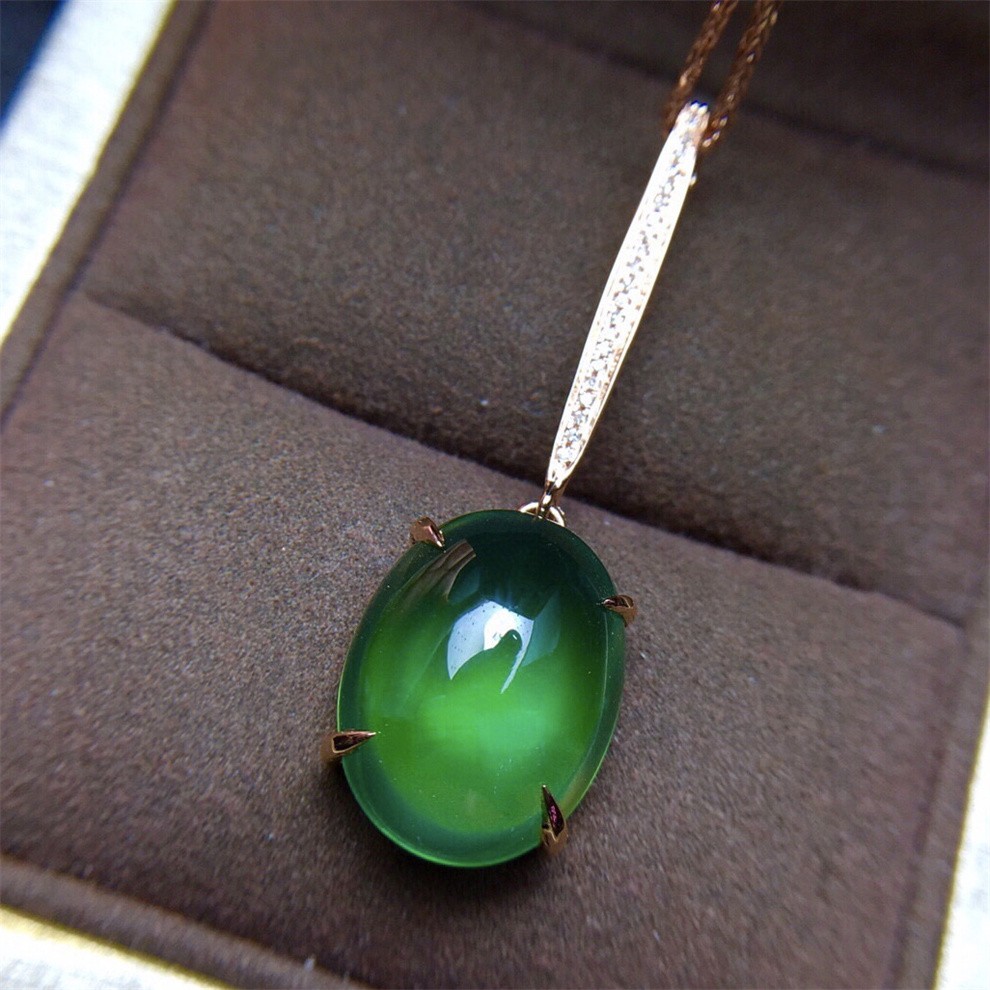 宥熙珠宝 绿葡萄石吊坠 彩色宝石18k金镶嵌 裸石11.