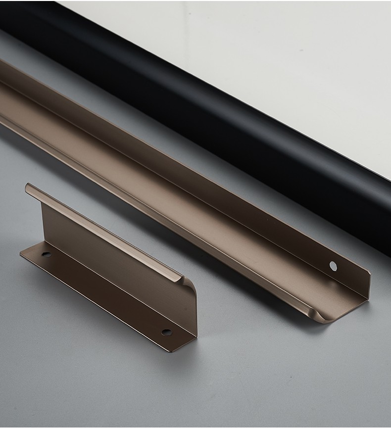 轻奢隐形拉手香槟色现代简约橱柜衣柜门拉手黑色铝合金加长1.