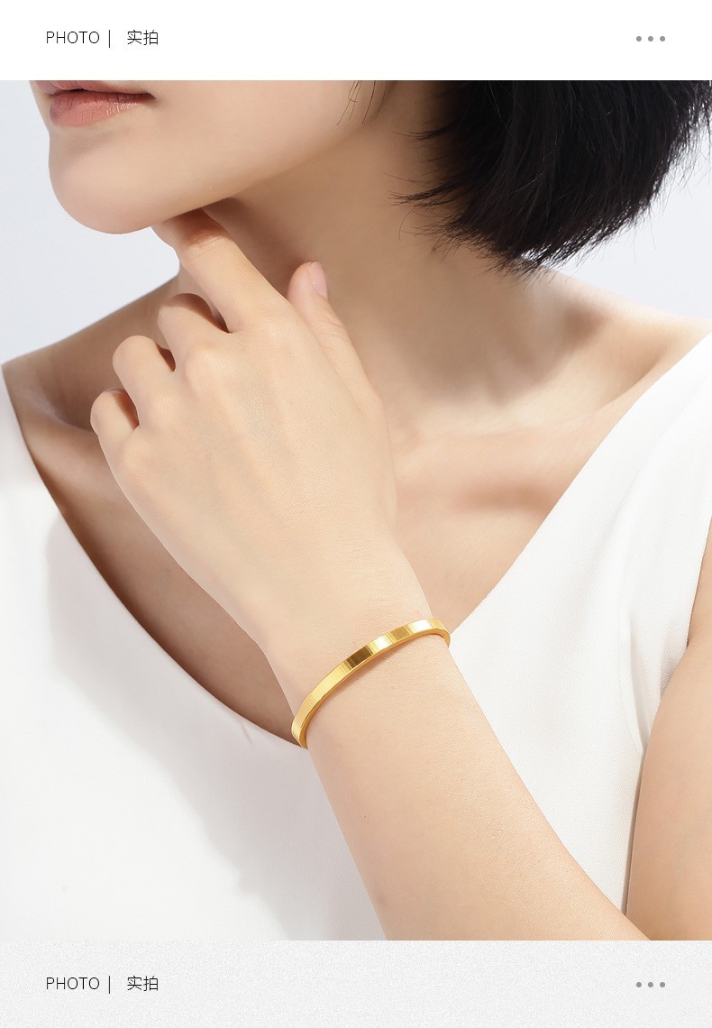 金太妃珠宝黄金手镯女款足金999开口镯子素面光面手镯时尚简约款可