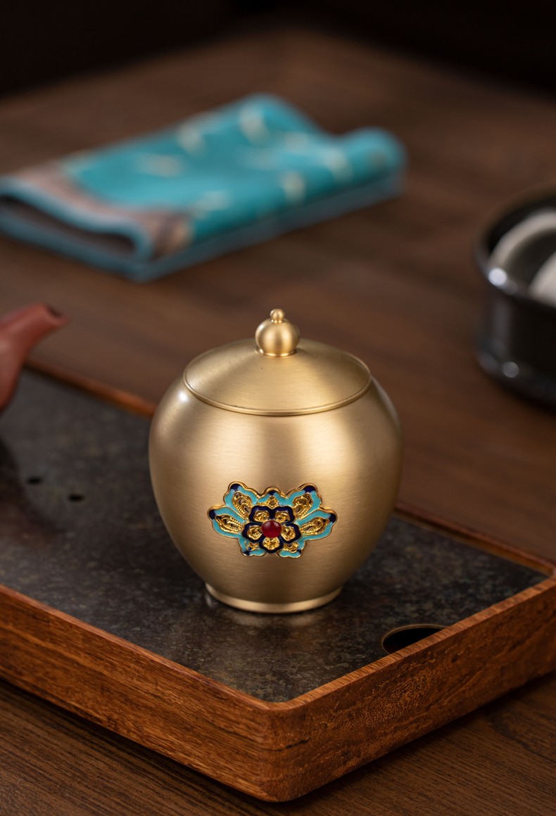hoyao boly纯铜茶叶罐加厚储茶罐复古纯铜密封茶仓醒茶罐子茶盒茶道零
