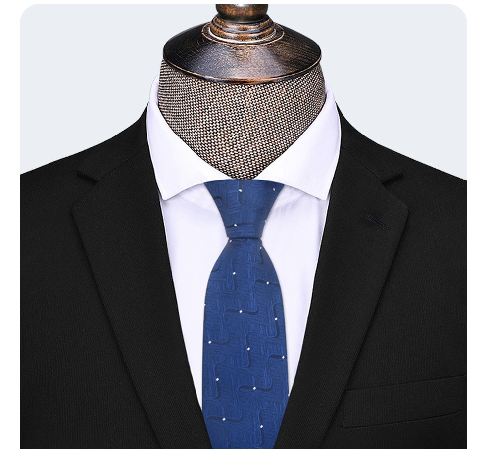 浩轩恩蓝色领带男正装商务高端新郎结婚西装男士黑色手打条纹8cm酒红