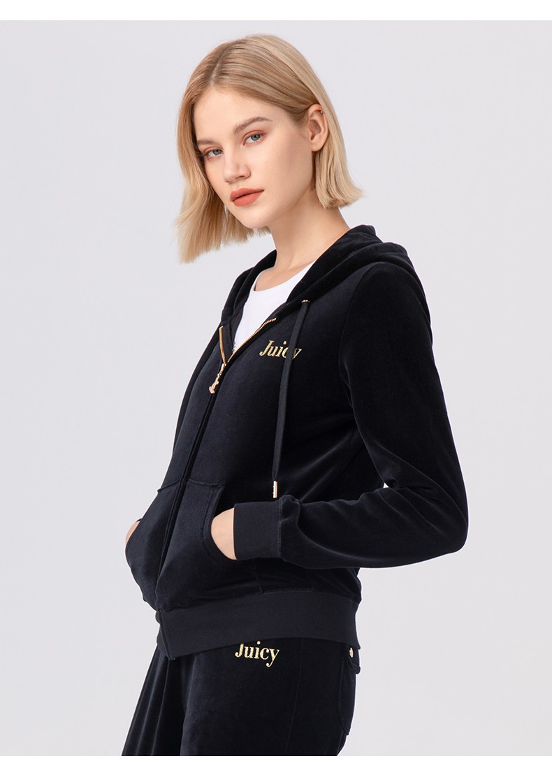 juicycouture橘滋女装2021秋冬天鹅绒拉链外套花环套装上衣休闲运动