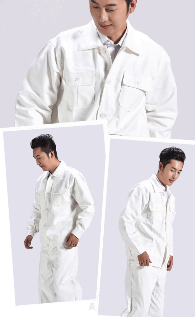 纯棉加厚白帆布电焊工作服套装男长袖 焊工服加厚耐磨帆布套装防烫