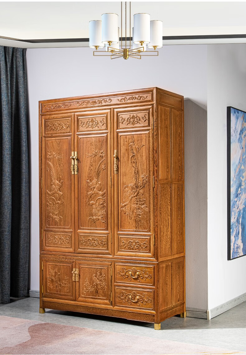 寻古红木家具非洲鸡翅木(学名:非洲崖豆木)衣柜实木中式衣帽间大储物